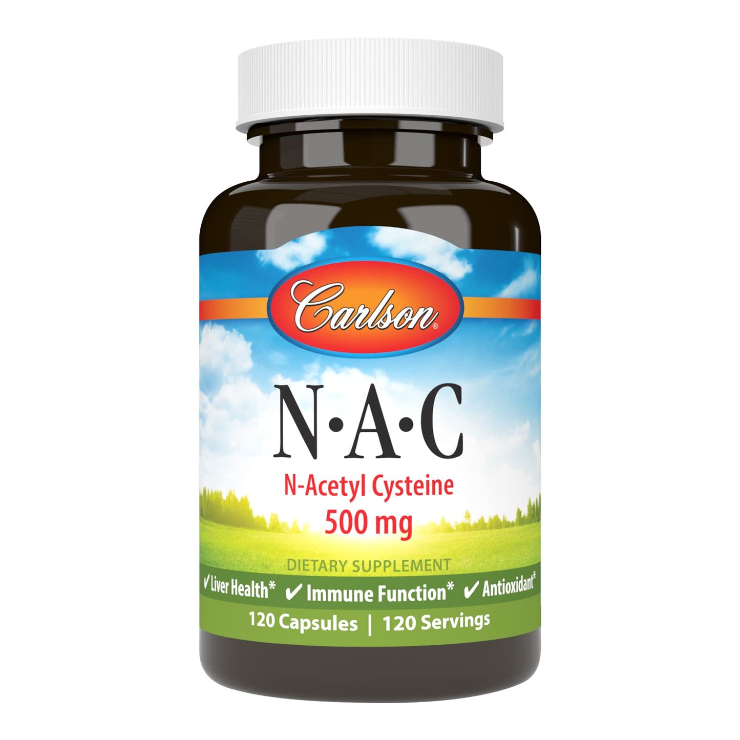 Carlson NAC 500mg – N-Acetyl Cysteine for Liver Health & Immune Support | 120 Vegetarian Capsules