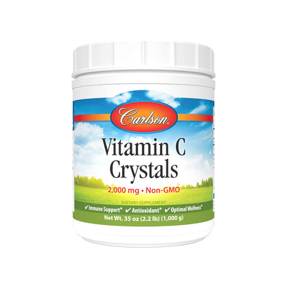 Carlson Vitamin C Crystals 2000 mg - Non-GMO Powder (1000 g) | Immune Support