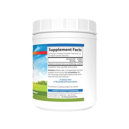 Carlson Vitamin C Crystals 2000 mg - Non-GMO Powder (1000 g) | Immune Support