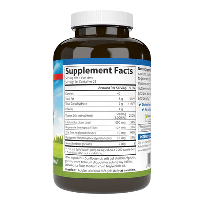 Carlson Nutra-Support Bone Calcium Magnesium Vitamin D3 – 100 Softgels