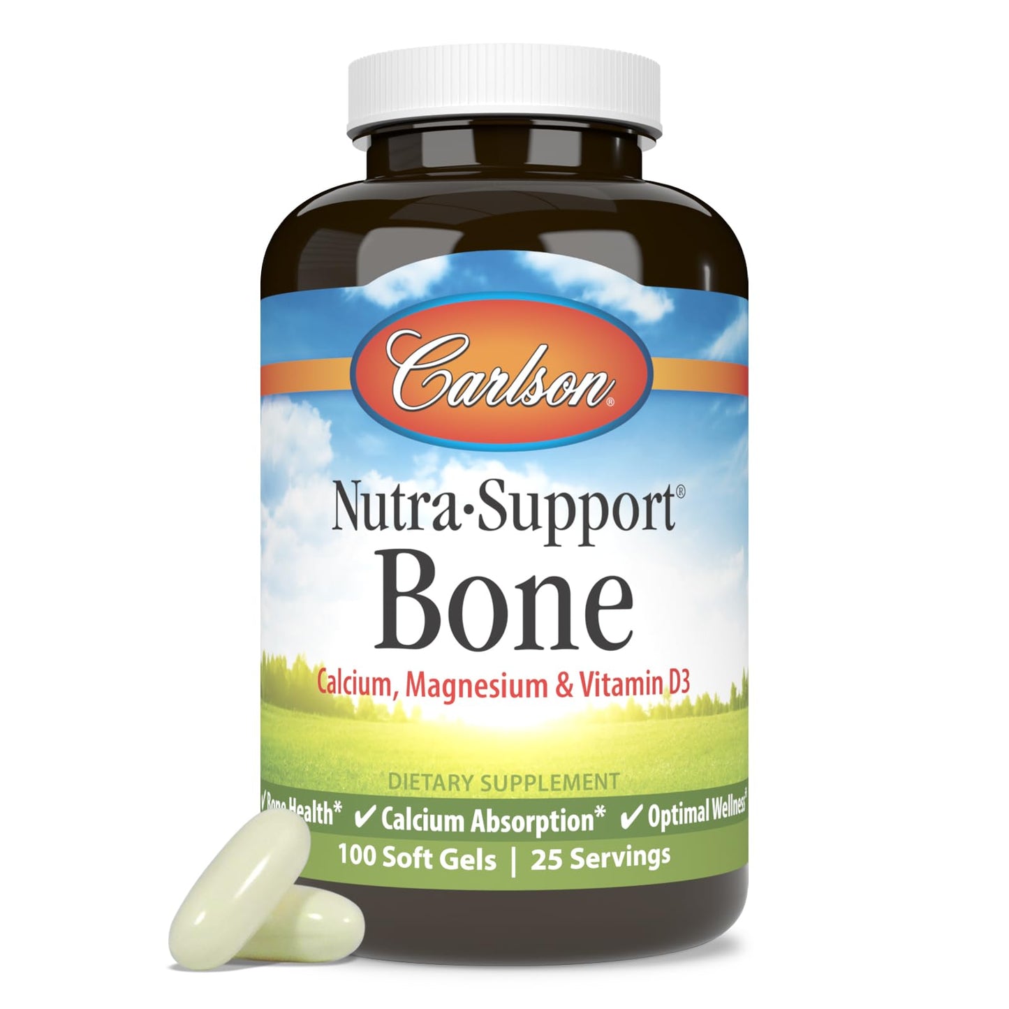Carlson Nutra-Support Bone Calcium Magnesium Vitamin D3 – 100 Softgels