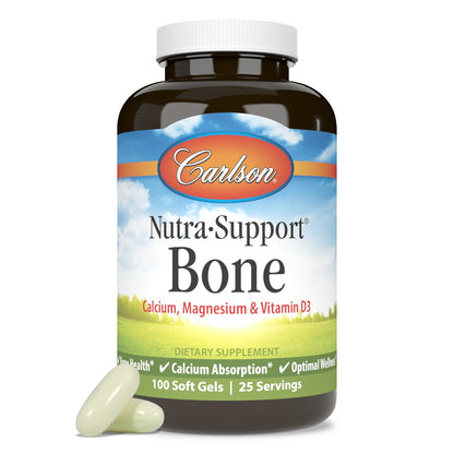 Carlson Nutra-Support Bone Calcium Magnesium Vitamin D3 – 100 Softgels