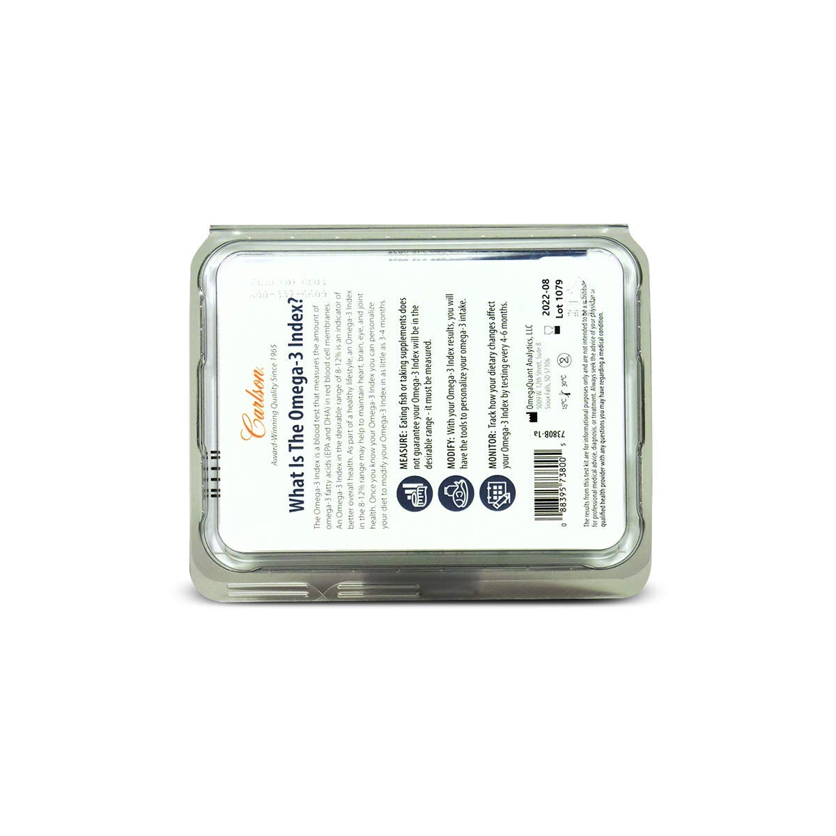 Carlson Omega-3 Index Test Kit – Home Omega-3 Test for EPA & DHA (1 Kit)