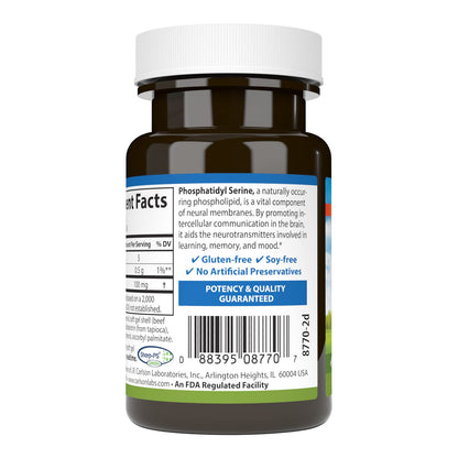 Carlson Phosphatidyl Serine 100 mg – Non-GMO Brain Function Softgels, 30 Count