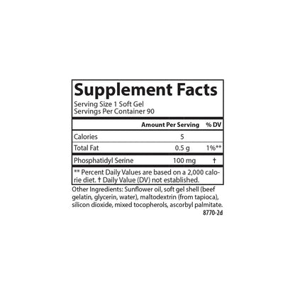 Carlson Phosphatidyl Serine 100 mg – Non-GMO Brain Function Softgels, 30 Count