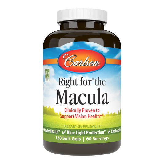 Carlson - Right for The Macula, Clinically Proven to Support Vision Health, Macular Health, Blue Light Protection & Eye Function, 120 Softgels BritishVita | Premium UK Vitamins & Wellness Supplements