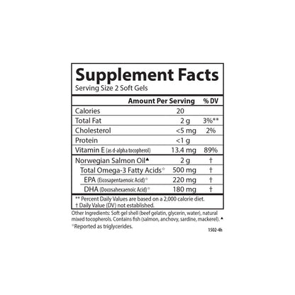 Carlson Salmon Oil 500mg Omega-3s | Wild-Caught Norwegian Fish Oil - 50 Softgels