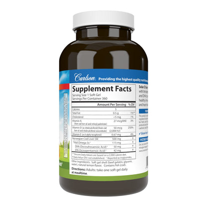 Carlson Solar D Gems Vitamin D3 2000 IU & Omega-3 Lemon Softgels - 360