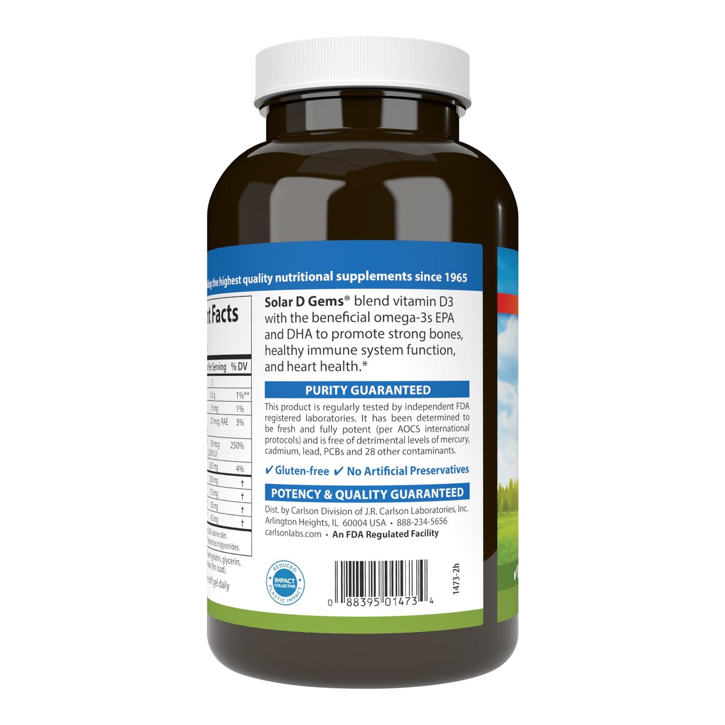 Carlson Solar D Gems Vitamin D3 2000 IU & Omega-3 Lemon Softgels - 360