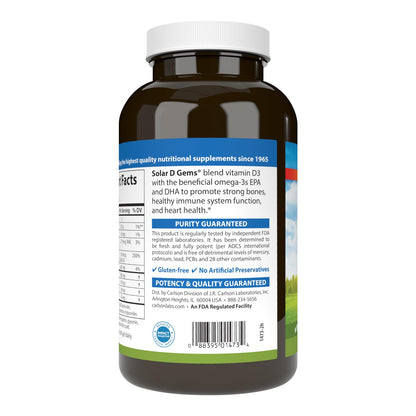 Carlson Solar D Gems Vitamin D3 2000 IU & Omega-3 Lemon Softgels - 360
