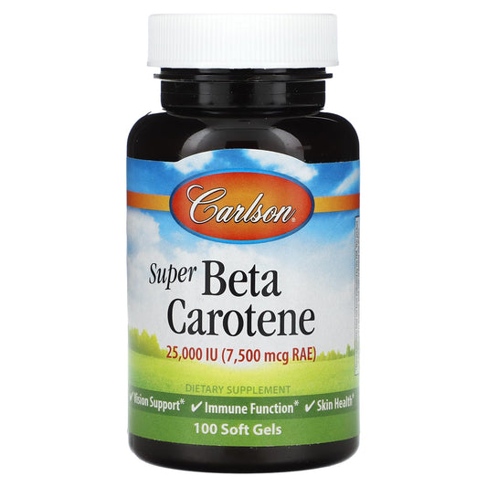 Carlson Super Beta Carotene 25000 IU (15 mg) – Vitamin A as Beta Carotene | Vision & Skin Health | 100 Softgels BritishVita | Premium UK Vitamins & Wellness Supplements