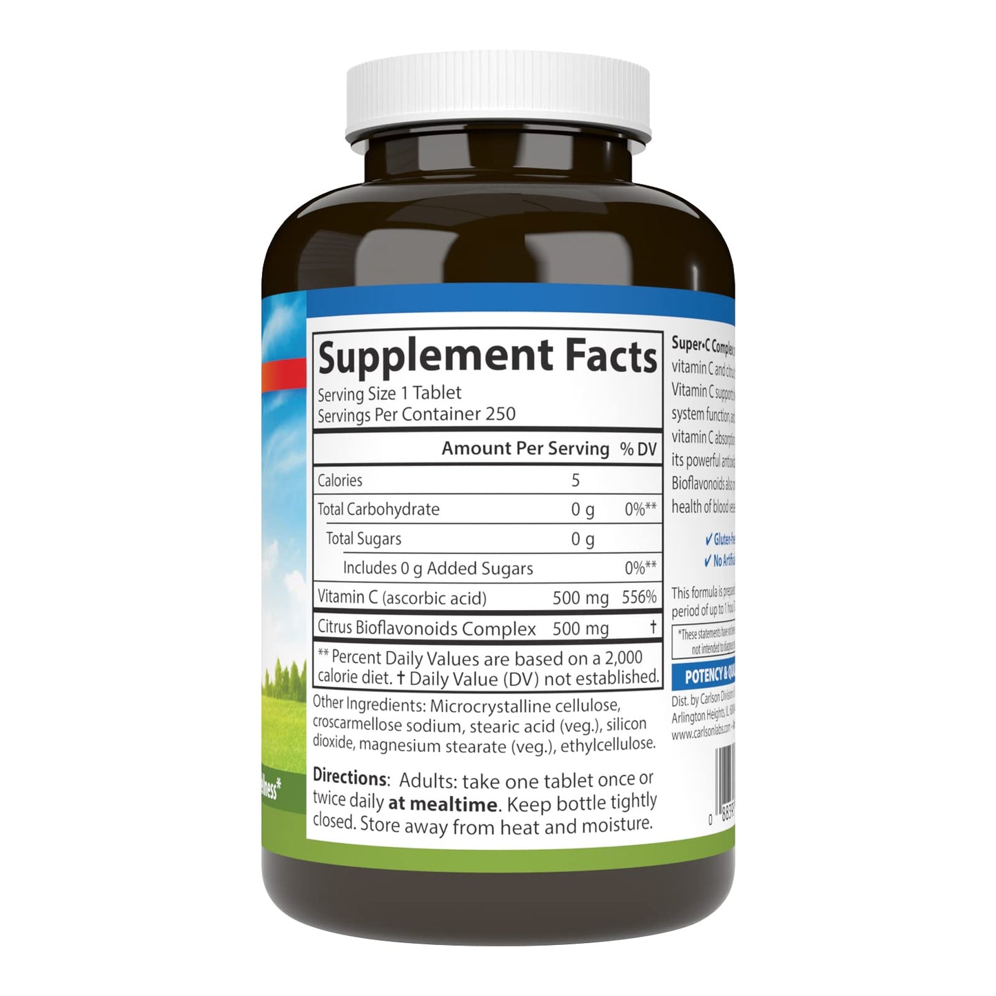 Carlson Super-C Complex: Vitamin C + Bioflavonoids – Immune Support (250 Tablets)