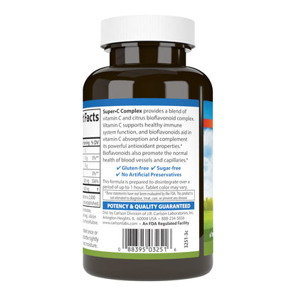 Carlson Super-C Complex: Vitamin C + Bioflavonoids – Immune Support & Antioxidant Wellness, 100 Vegetarian Tablets (Pack of 2)