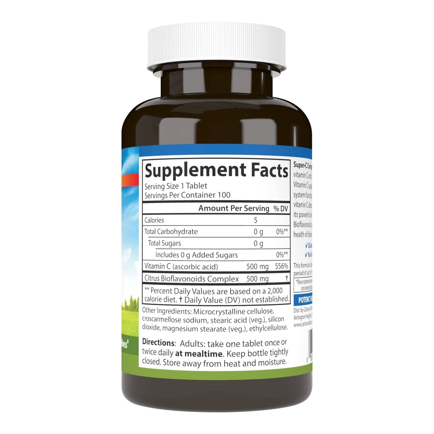 Carlson Super-C Complex Vitamin C + Bioflavonoids – Immune Support | 100 Vegetarian Tablets