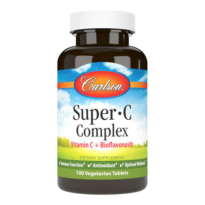 Carlson Super-C Complex Vitamin C + Bioflavonoids – Immune Support | 100 Vegetarian Tablets