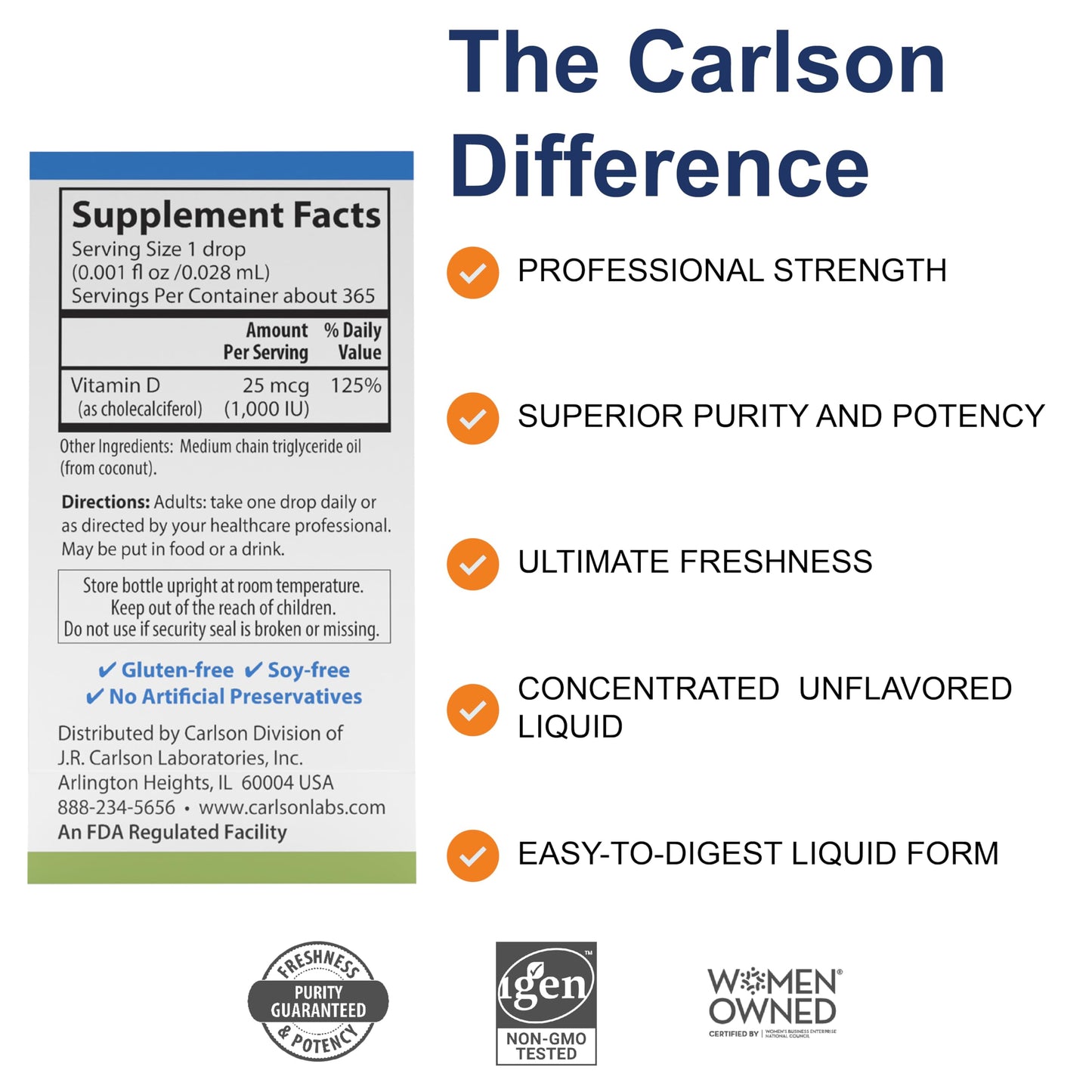 Carlson Super Daily D3 Vitamin D Drops - 1000 IU per Drop, Unflavored