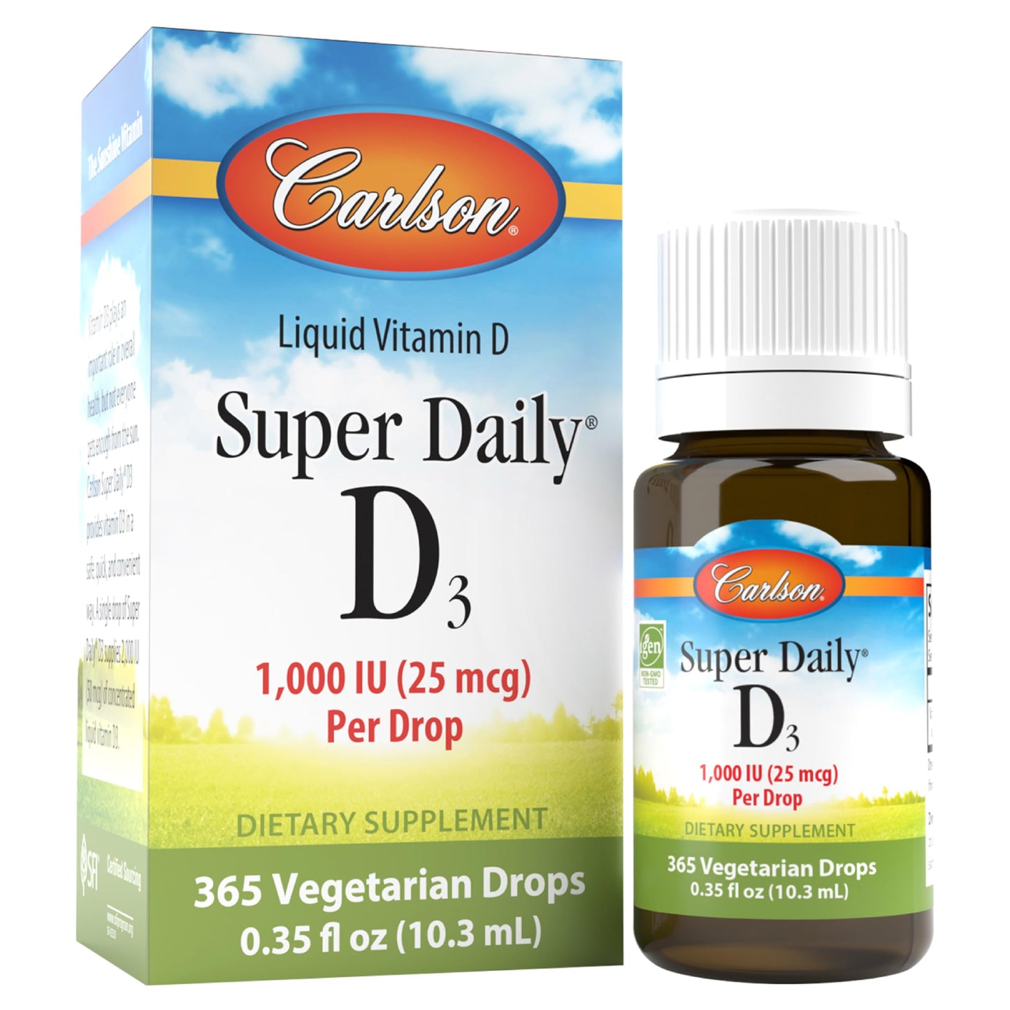 Carlson Super Daily D3 Vitamin D Drops - 1000 IU per Drop, Unflavored