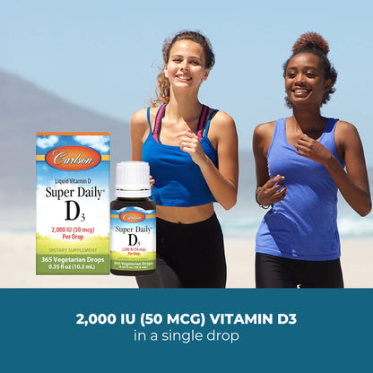 Carlson Super Daily D3 Drops – 2,000 IU per Drop, 365 Drops | Vitamin D3 Liquid