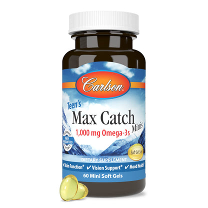 Carlson Teen's Max Catch Minis - 1000 mg Omega-3s | Brain & Mood Support, 60 Softgels