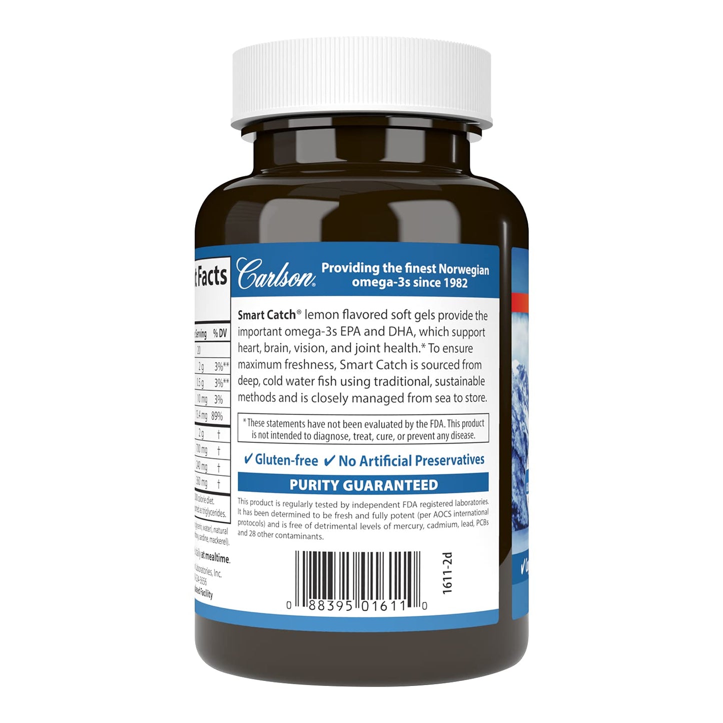 Carlson Teen's Smart Catch 700 mg Omega-3s – Cognitive Development & Vision Support, Lemon, 90 Softgels