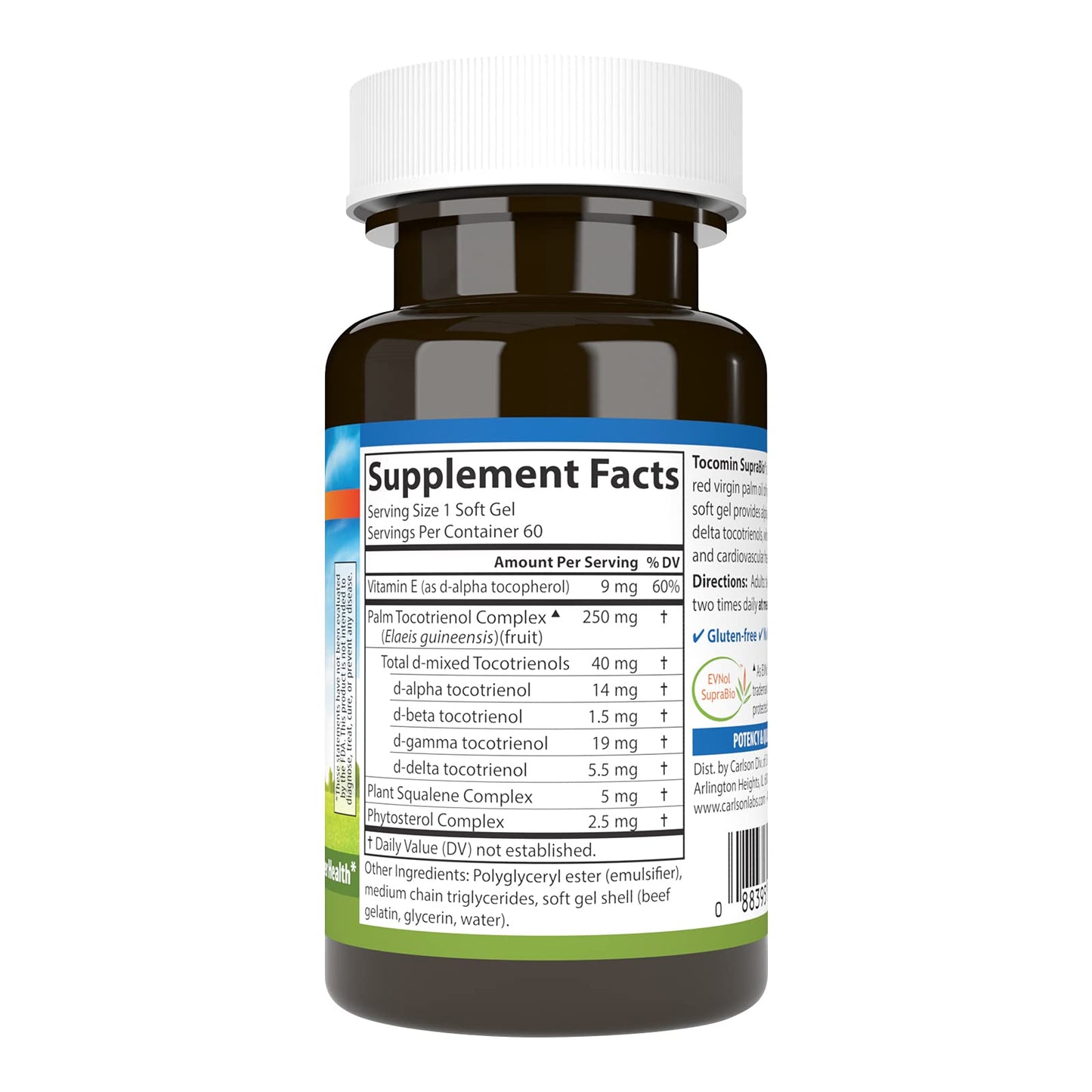 Carlson - Tocomin SupraBio: Bio-enhanced Tocotrienol Complex for Brain & Cardiovascular Health | 60 Soft Gels