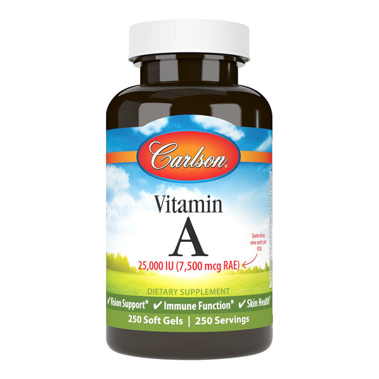 Carlson - Vitamin A 25,000 IU (7500 mcg RAE) | Immune Support, Vision Health, 250 Softgels BritishVita | Premium UK Vitamins & Wellness Supplements