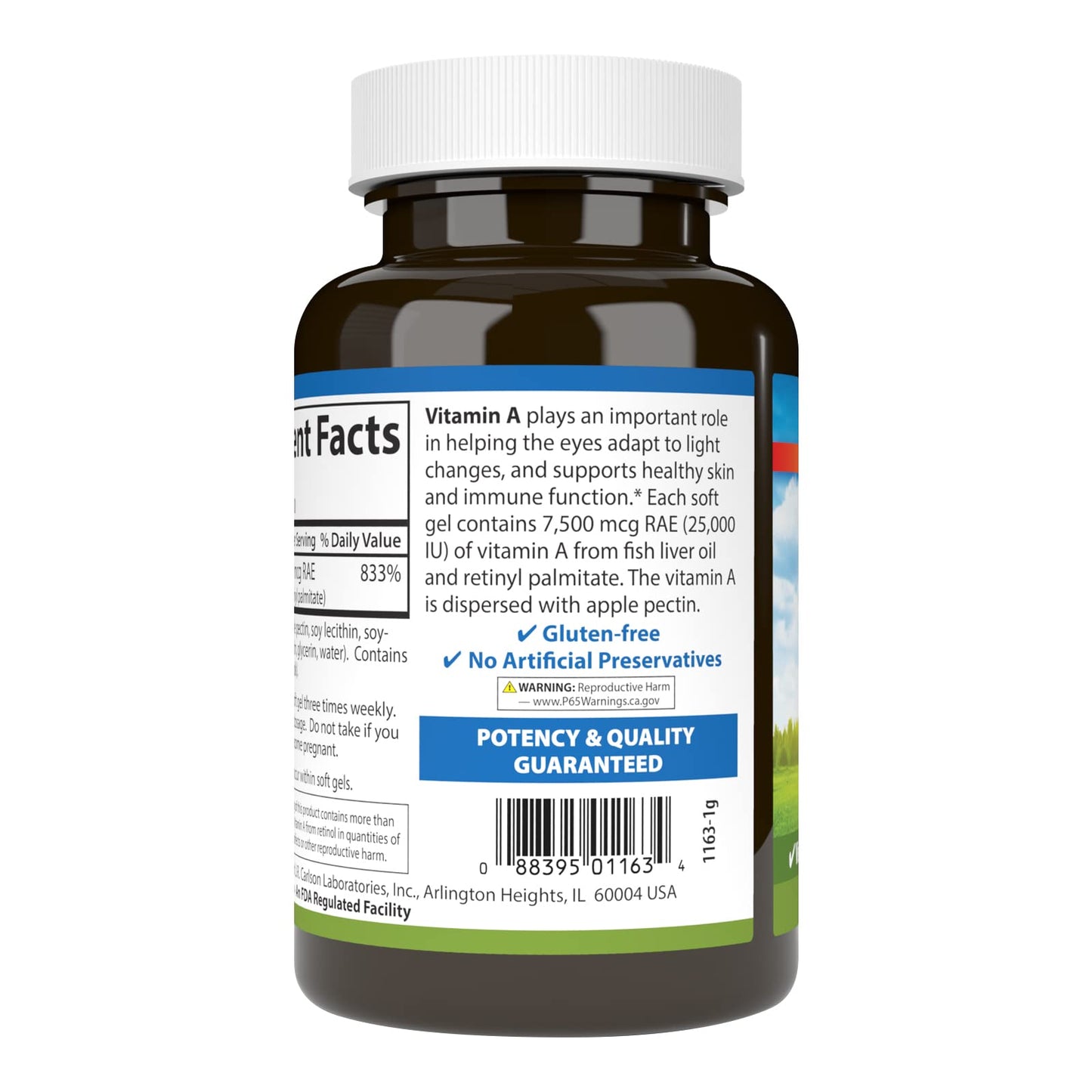 Carlson Vitamin A 25000 IU with Pectin – Vision Health (300 Softgels)