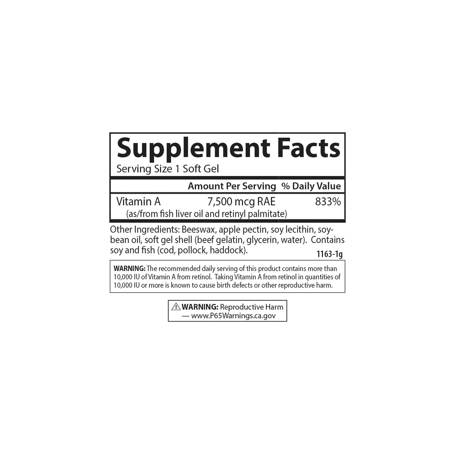Carlson Vitamin A 25000 IU with Pectin – Vision Health (300 Softgels)