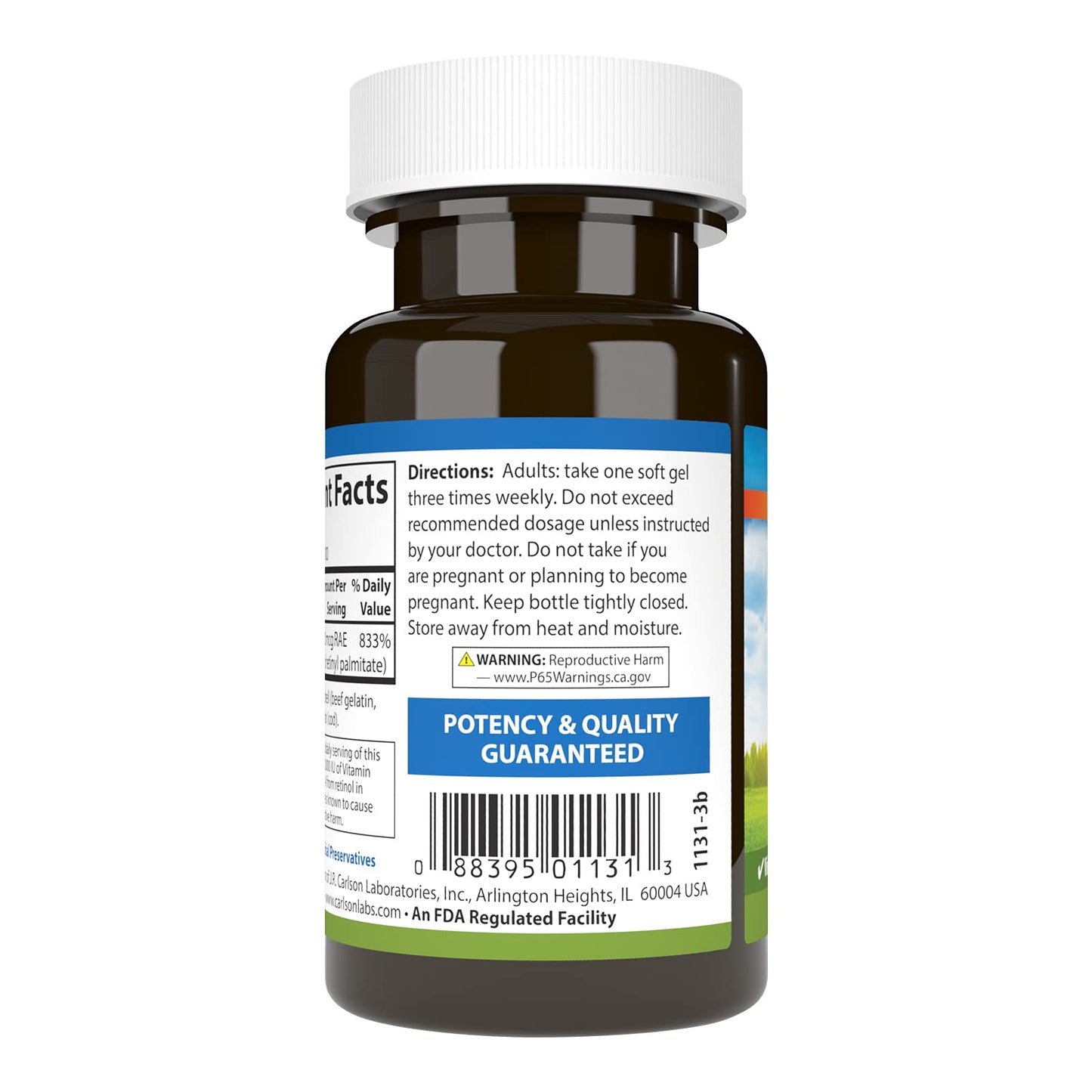 Carlson Vitamin A 25,000 IU – Vision & Skin Health, Immune Support, 100 Soft Gels