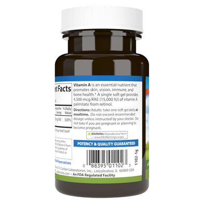 Carlson Vitamin A Palmitate 15000 IU (4500 mcg RAE) - Vision Health, Skin & Immune Support | 240 Softgels (Pack of 2)