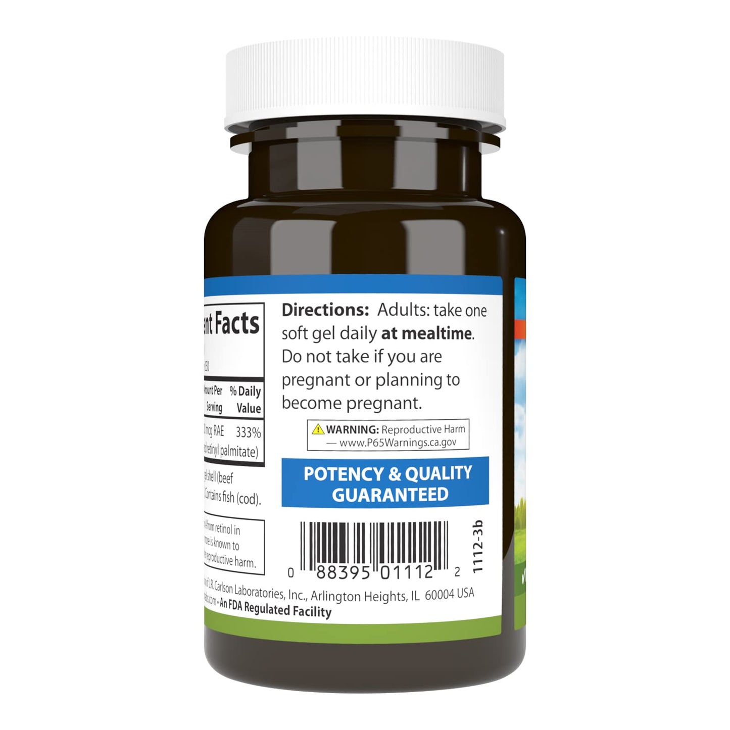 Carlson Vitamin A 10000 IU (3000 mcg RAE) Vision Health - 250 Softgels