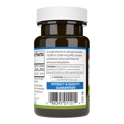 Carlson Vitamin A Solubilized - 10,000 IU Soft Gels, Vision Health, 100 Softgels