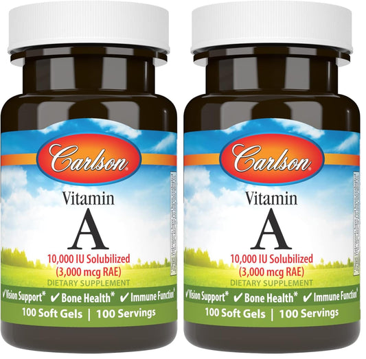 Carlson Vitamin A Solubilized 10000 IU Softgels – Vision Health (Pack of 2) BritishVita | Premium UK Vitamins & Wellness Supplements