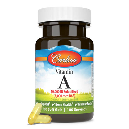 Carlson Vitamin A Solubilized 10000 IU Softgels – Vision Health (Pack of 2)