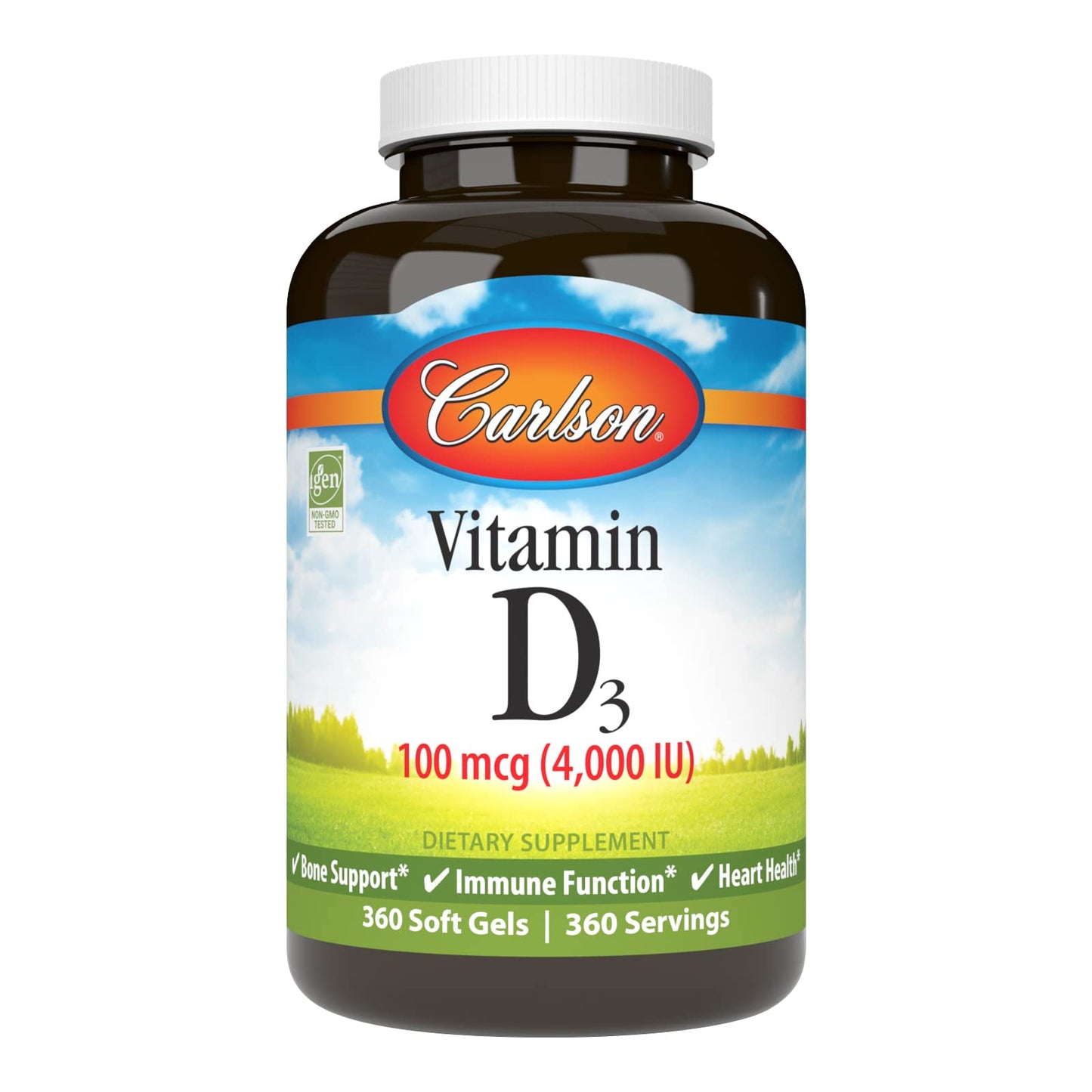 Carlson Vitamin D3 4000 IU Soft Gels – Immune & Bone Health (360 Softgels)