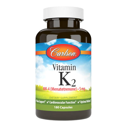 Carlson Vitamin K2 MK-4 (Menatetrenone) - Soy-Free, 180 Capsules | Bone & Heart Health BritishVita | Premium UK Vitamins & Wellness Supplements