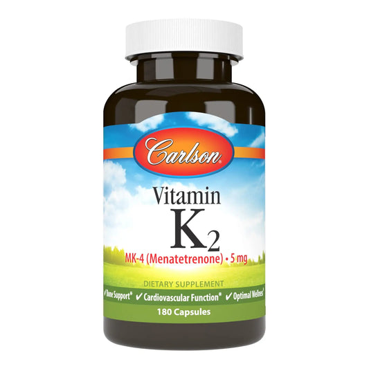 Carlson Vitamin K2 MK-4 (Menatetrenone) - Soy-Free, 180 Capsules | Bone & Heart Health BritishVita | Premium UK Vitamins & Wellness Supplements