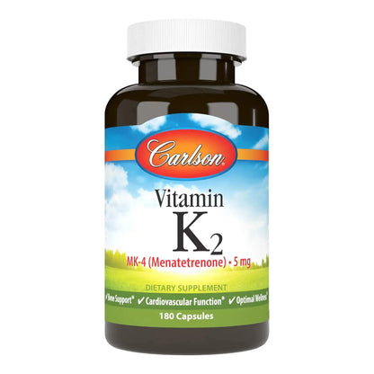 Carlson Vitamin K2 MK-4 (Menatetrenone) - Soy-Free, 180 Capsules | Bone & Heart Health BritishVita | Premium UK Vitamins & Wellness Supplements