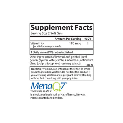 Carlson Vitamin K2 MK-7 (180 mcg) – Bone Health, Calcium Bioavailability, 90 Softgels