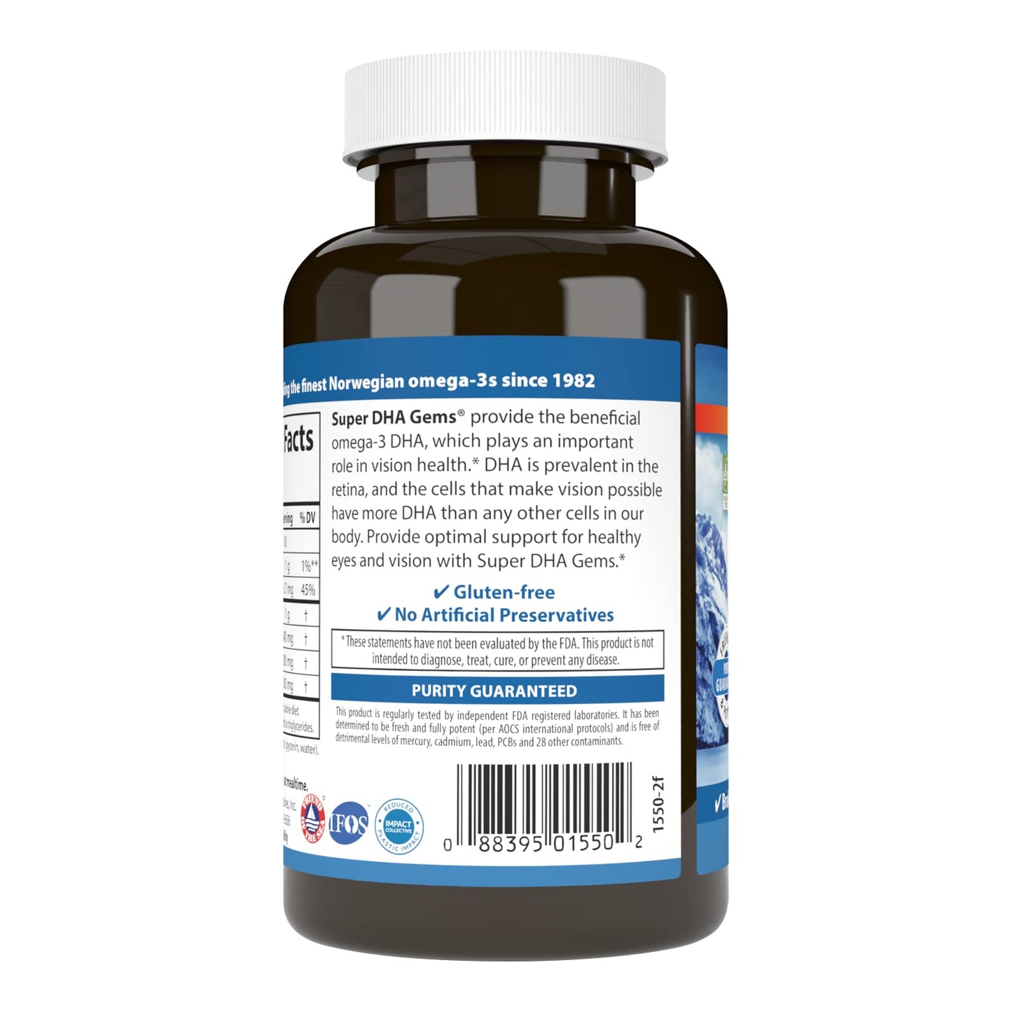 Carlson Super DHA Gems - 500 mg DHA, Norwegian Fish Oil, 60 Softgels