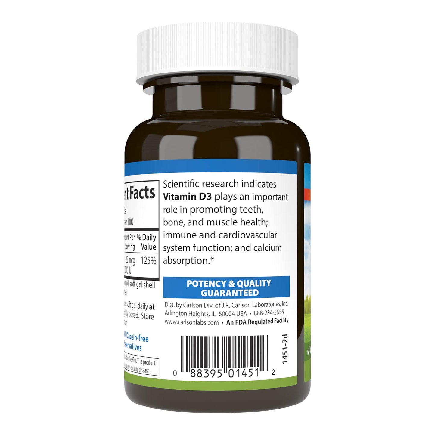 Carlson Vitamin D3 1000 IU Soft Gels | Bone & Muscle Health | 100 Soft Gels