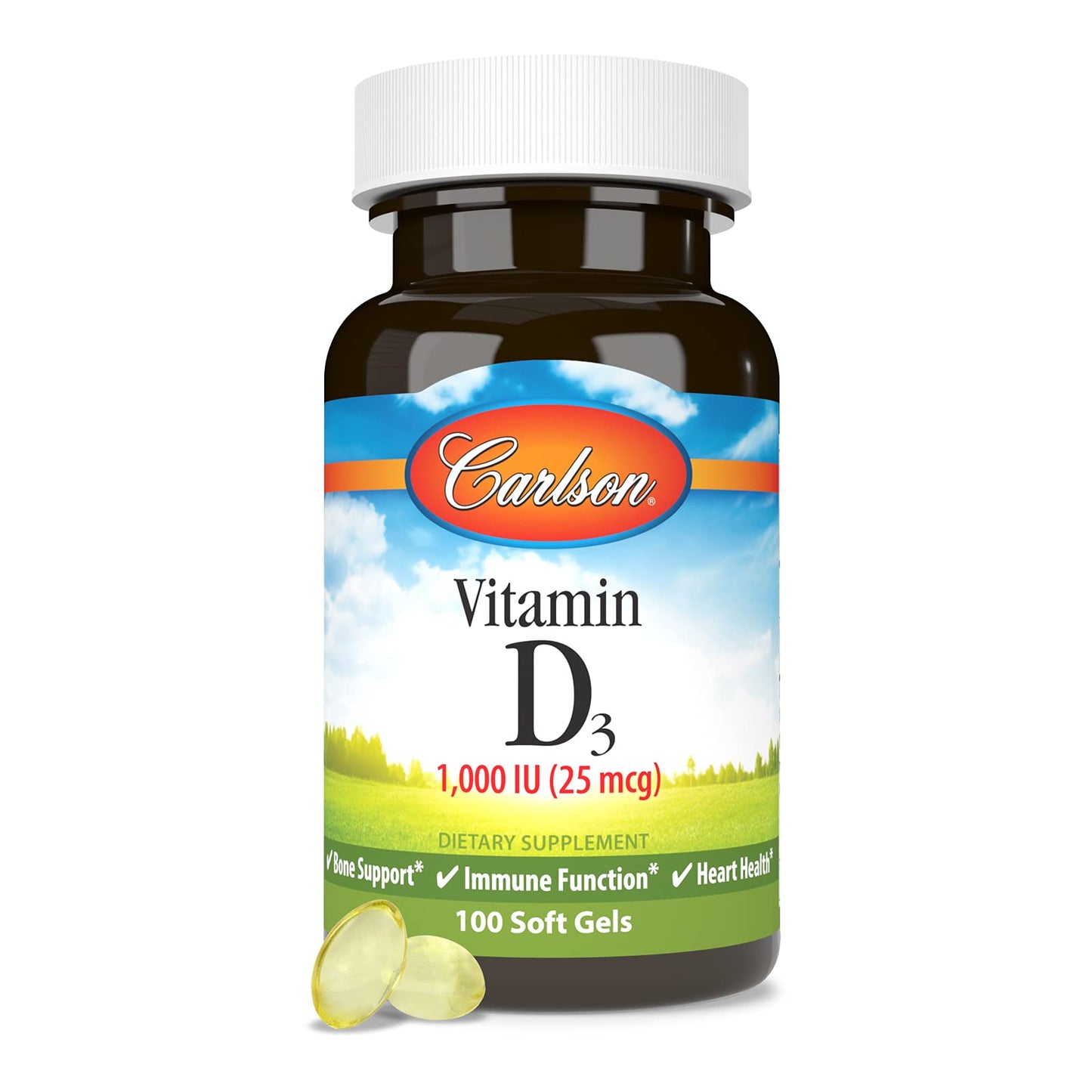 Carlson Vitamin D3 1000 IU Soft Gels | Bone & Muscle Health | 100 Soft Gels