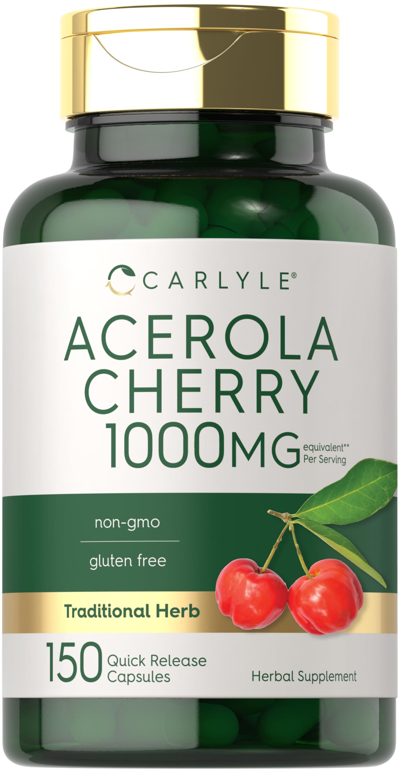 Carlyle Acerola Cherry Capsules 1000mg - 150 Count | Non-GMO & Gluten Free