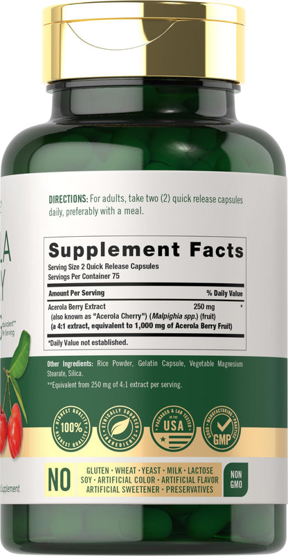 Carlyle Acerola Cherry Capsules 1000mg - 150 Count | Non-GMO & Gluten Free