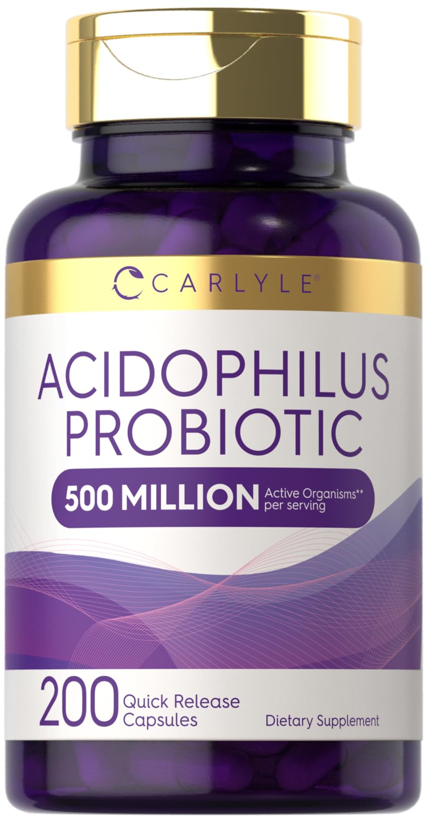 Carlyle Acidophilus Probiotic Capsules – 500M CFU, 200 Pills | Non-GMO & Gluten Free