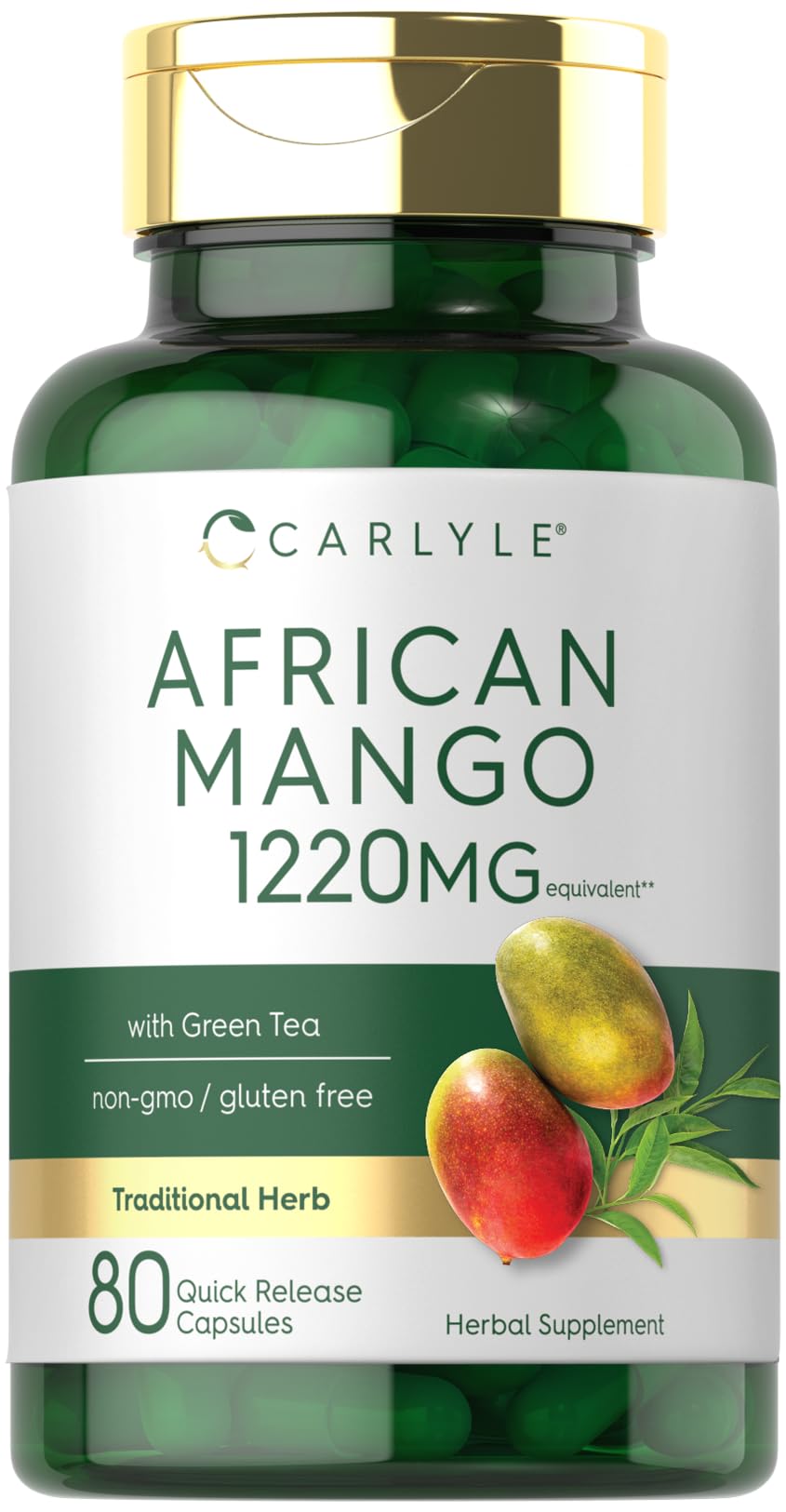 Carlyle African Mango 1220mg - 80 Caps | Green Tea Extract | Non-GMO, Gluten Free