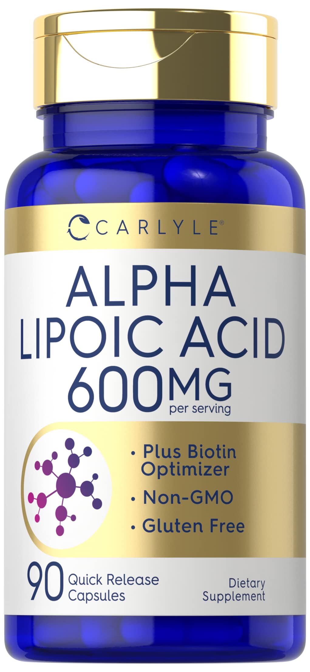 Carlyle Alpha Lipoic Acid 600mg + Biotin Optimizer | 90 Capsules | Non-GMO & Gluten Free