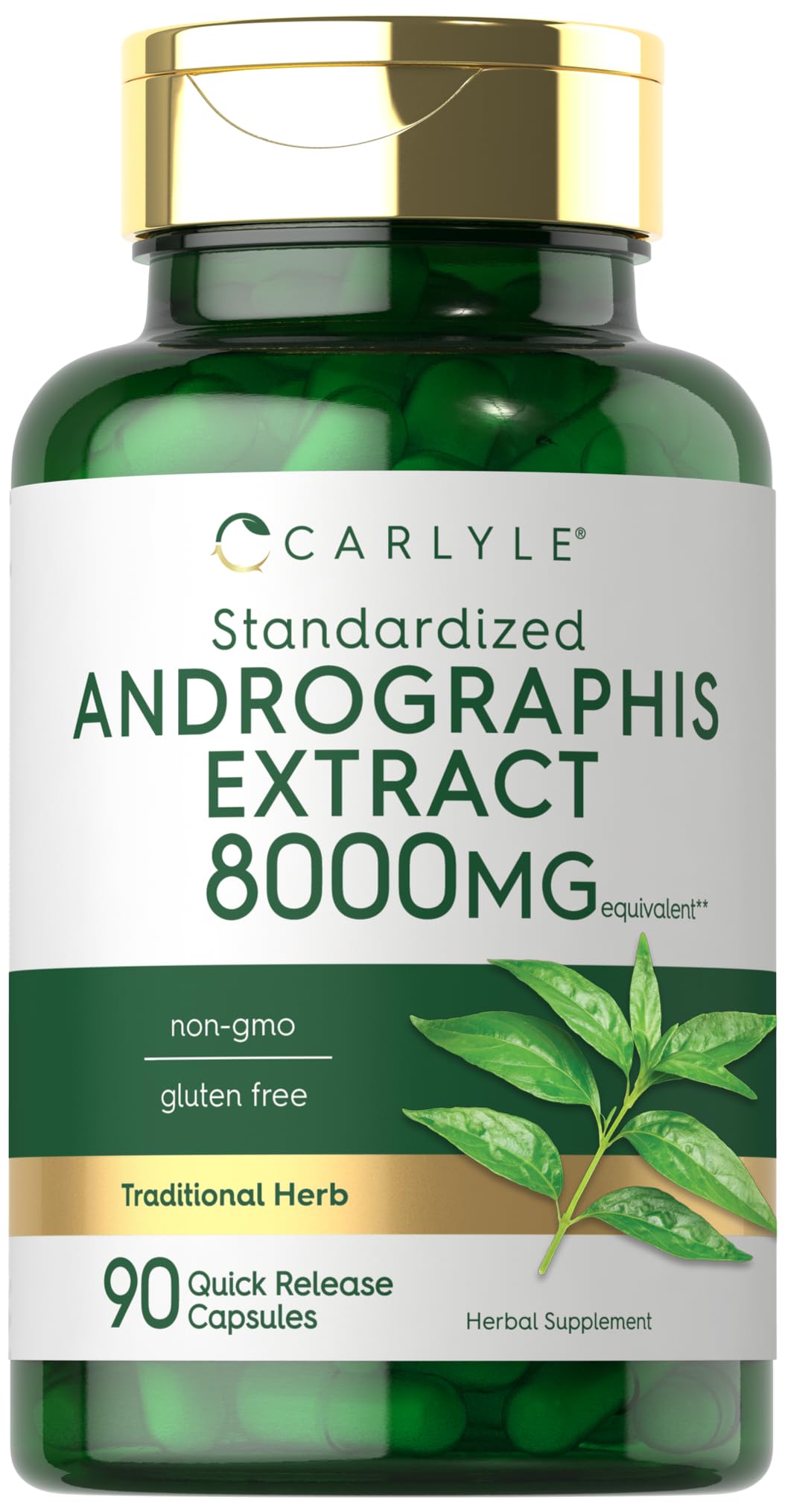Carlyle Andrographis Paniculata Capsules | 8000mg | 90 Pills | Herb Extract Supplement | Non-GMO and Gluten Free