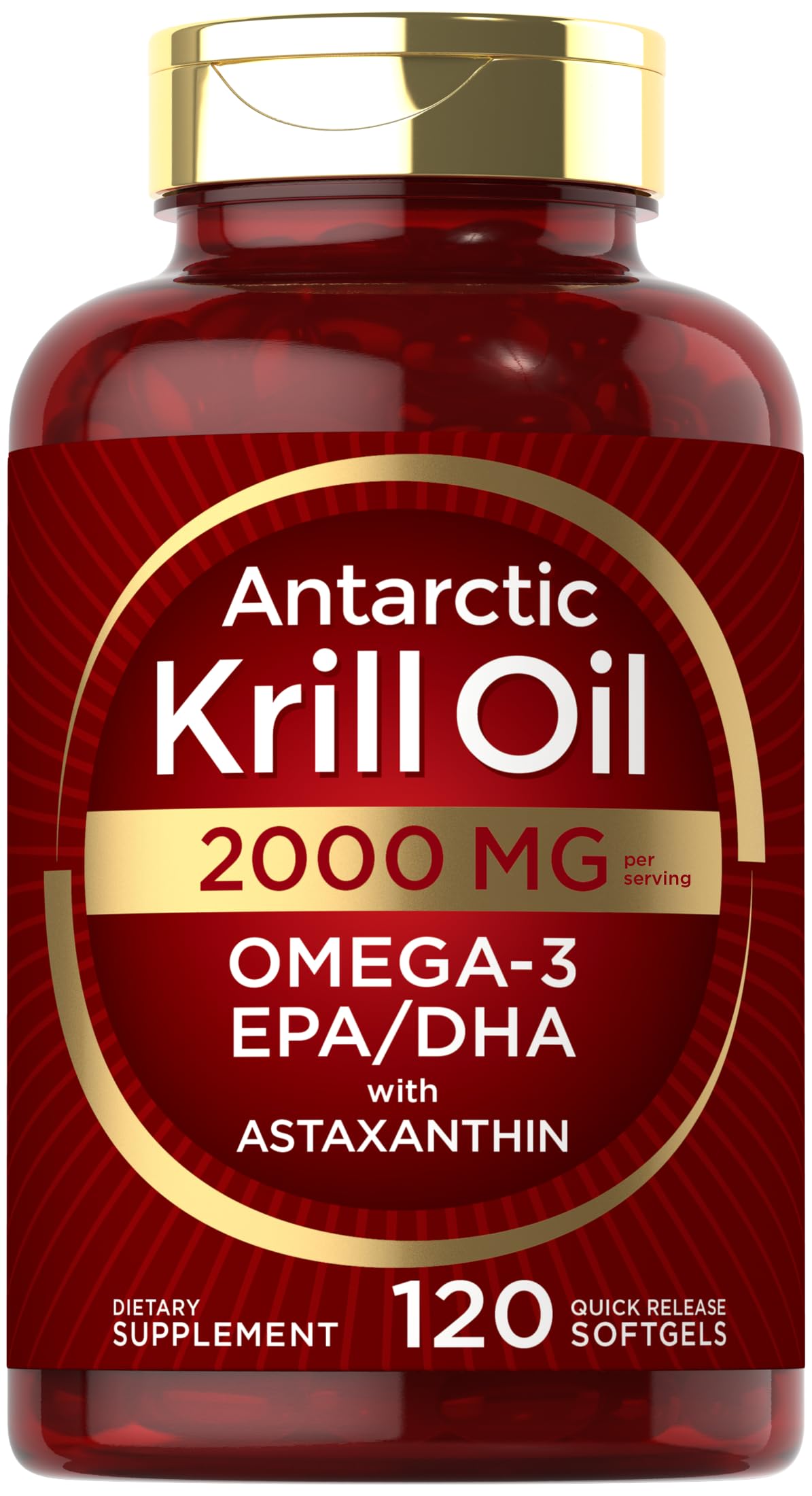 Carlyle Antarctic Krill Oil 2000 mg | 120 Softgels | Omega-3 EPA/DHA + Astaxanthin | Lab Tested