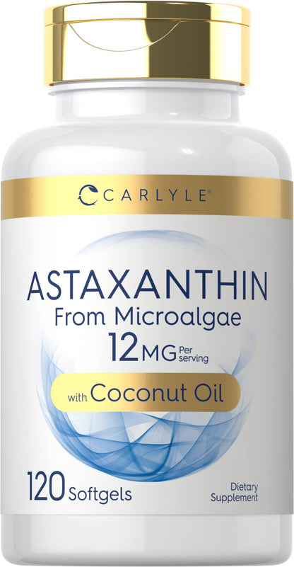 Carlyle Astaxanthin 12mg - 120 Softgels | Microalgae, Coconut Oil | Non-GMO & Gluten Free